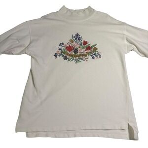 The Limited Mock Neck Floral Embroidered Long Sleeve Top Vintage‎ Size Medium